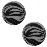 Polaris cabochon Plat 12mm zebra Silver night